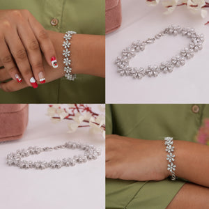 Bracelet en diamants de laboratoire taille poire de style floral