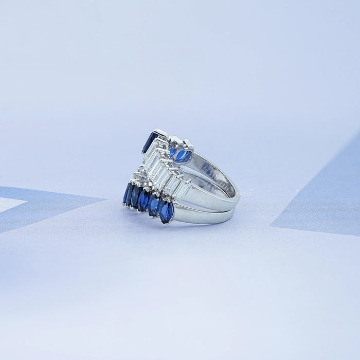 Double Row Sapphire Marquise Gemstone Enhancer Ring