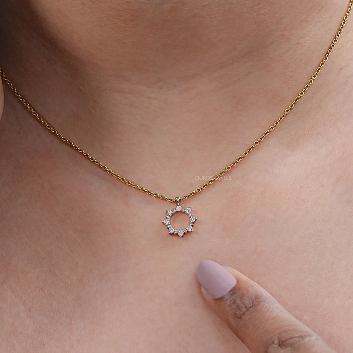 Open Circle Round Diamond Pendant