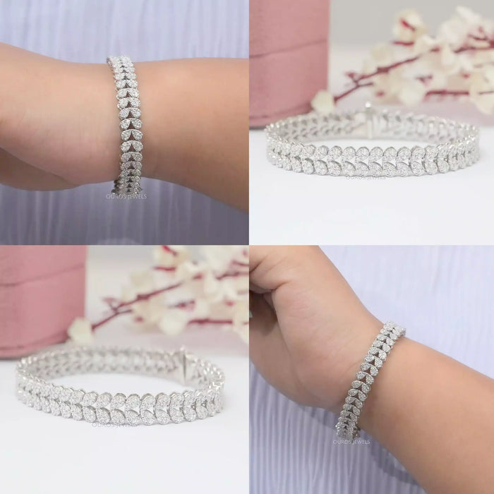 Round Lab Diamond Clustered Tennis Bracelet