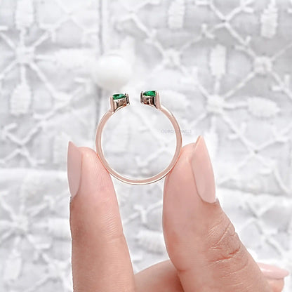 Trillion Gemstone Open Cuff Ring Rings