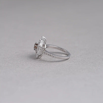 Octagon Champagne Diamond Double Halo Ring Rings