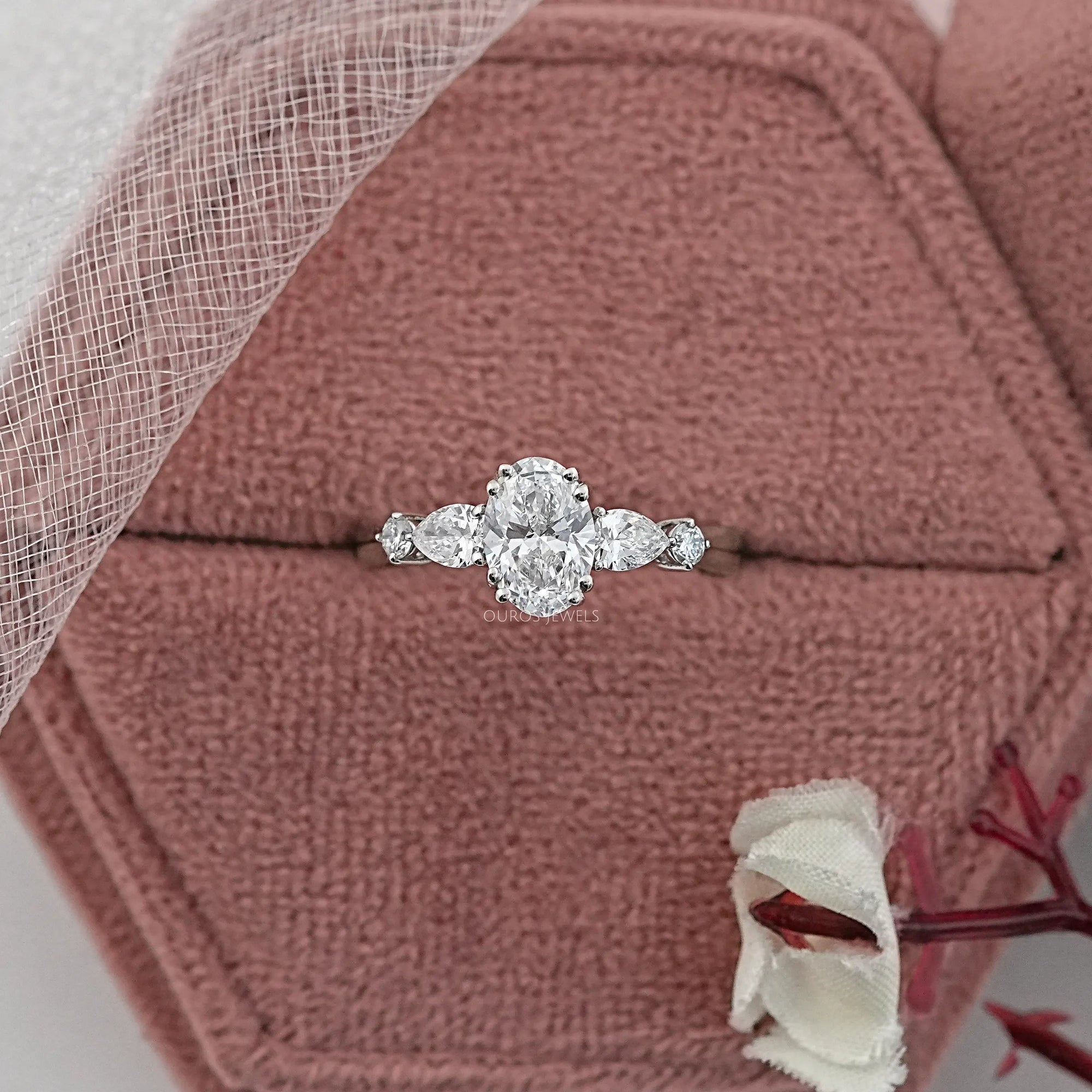 Oval And Pear Lab Diamond Five Stone Engagement Ring Rings