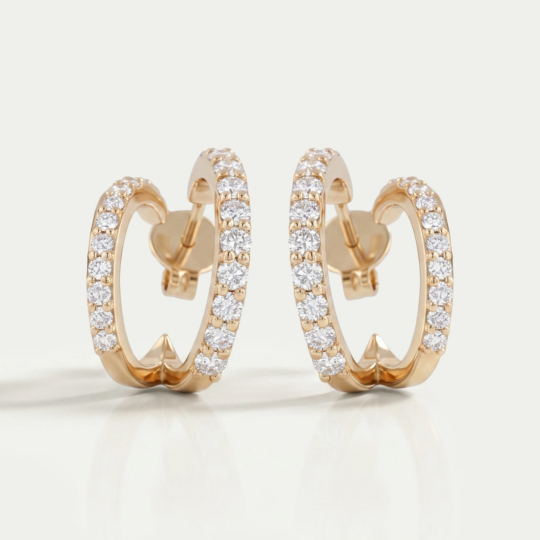 Round Lab Diamond Double Row C Hoop Earrings Earrings