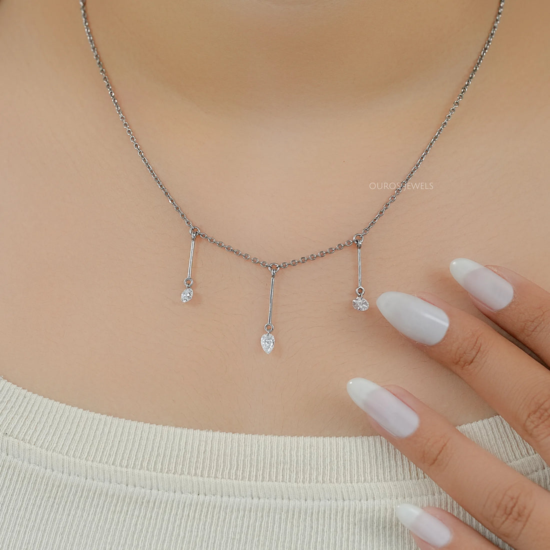 Trio Drill Lab Diamond Bar Charm Necklace Necklaces