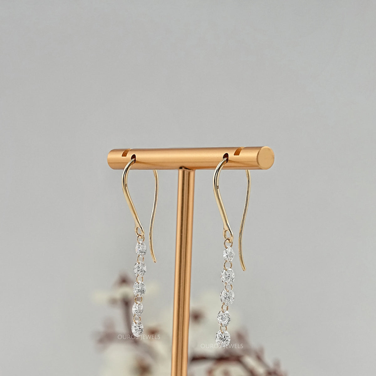 Lab Grown Round Diamond Wire Hook Back Dangle Earrings