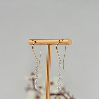 Lab Grown Round Diamond Wire Hook Back Dangle Earrings