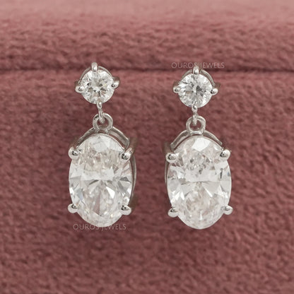 Round And Oval Cut Lab Diamond Drop Dangle Earring