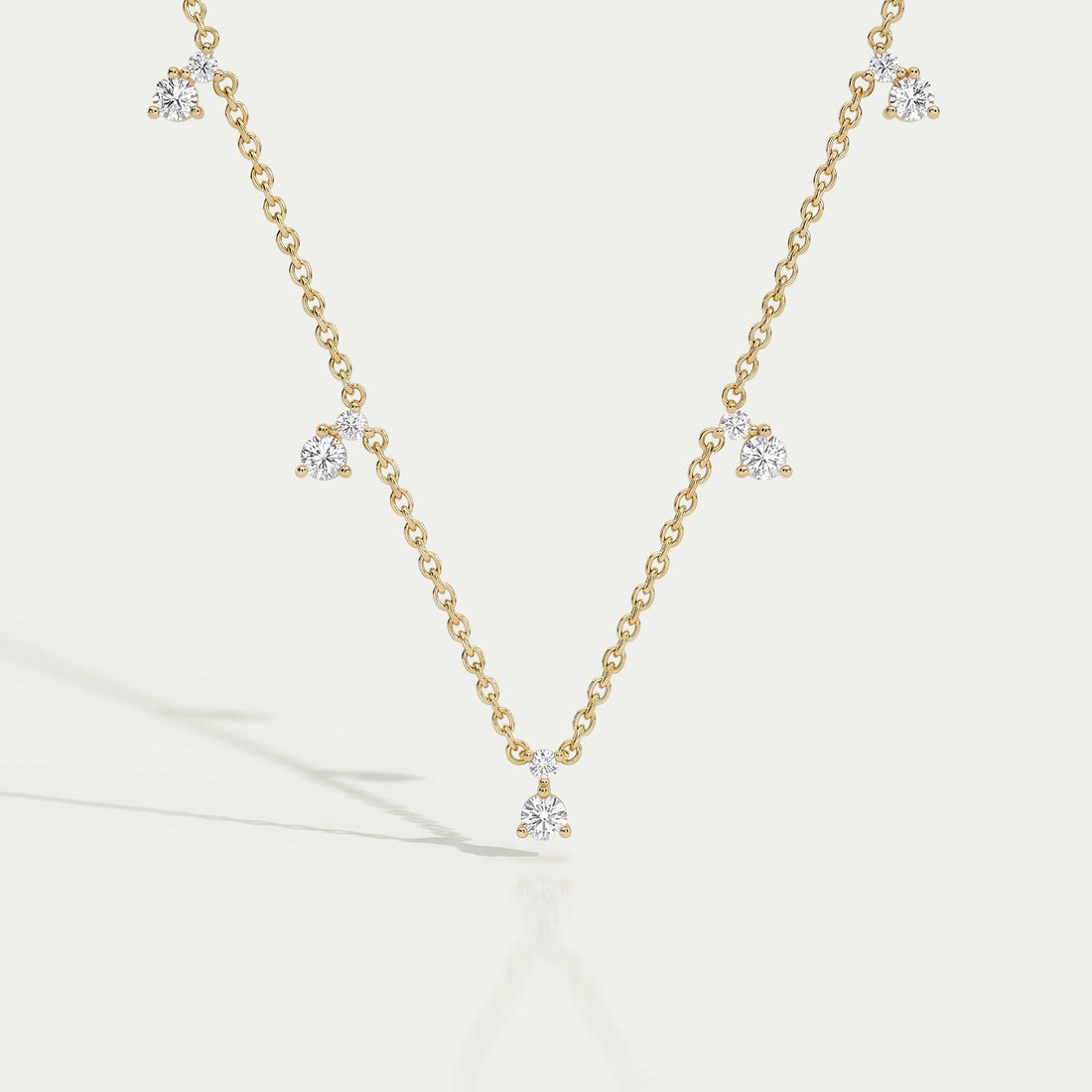 Round Diamond Drop Station Necklace Necklaces