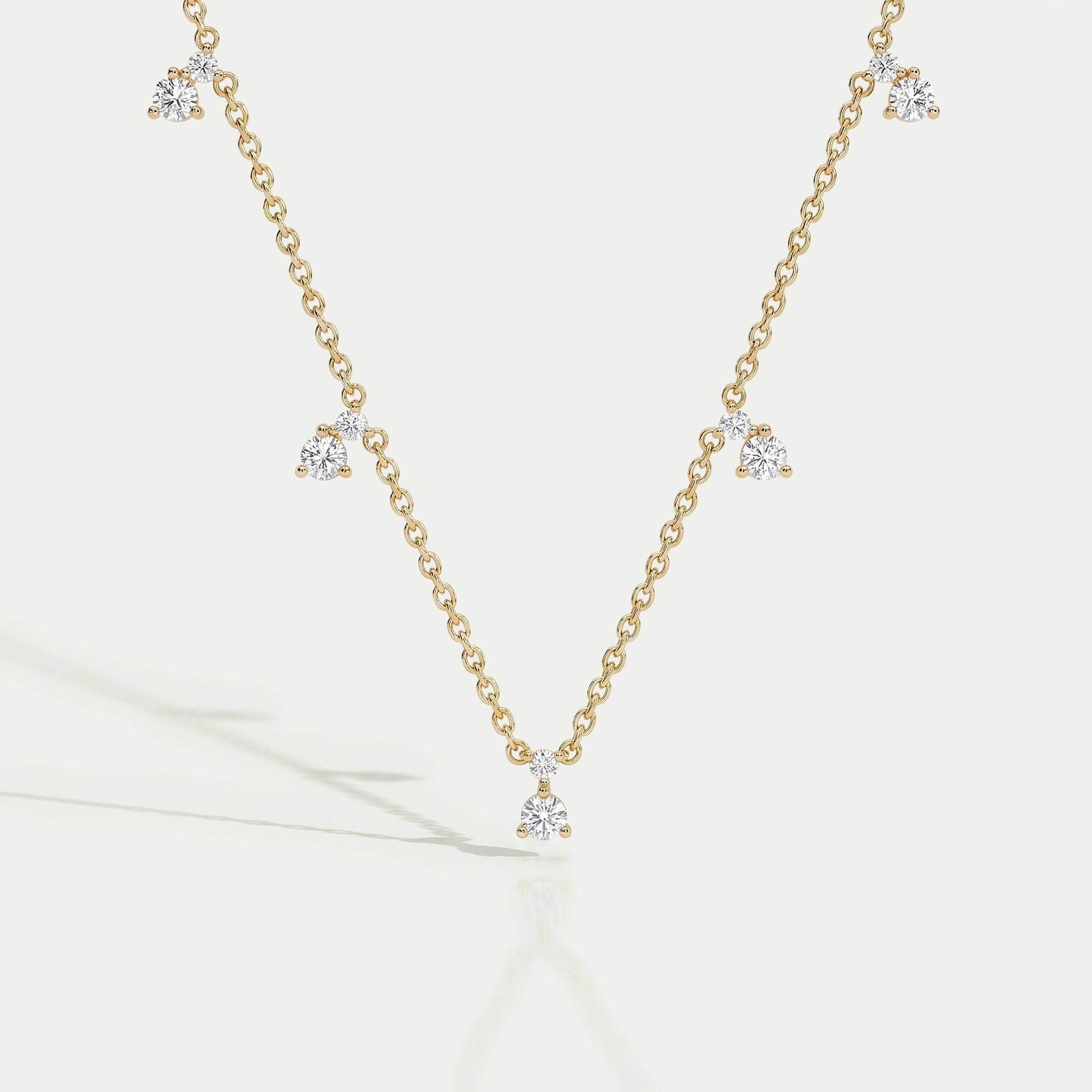 Round Diamond Drop Station Necklace Necklaces
