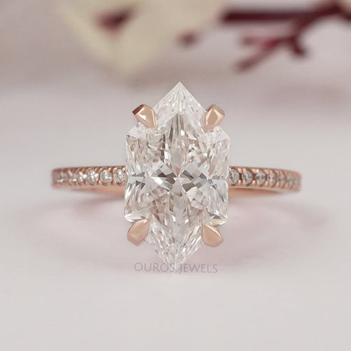 front view of dutch marquise cut lab diamond solitaire accent engagement ring