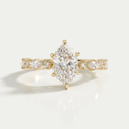 Dutch Marquise Cut And Accent Diamond Engagement Ring Ring