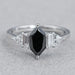 front view of dutch marquise black diamond five stone solitaire anniversary ring