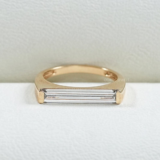 East West Baguette Lab Diamond Solitaire Ring Rings