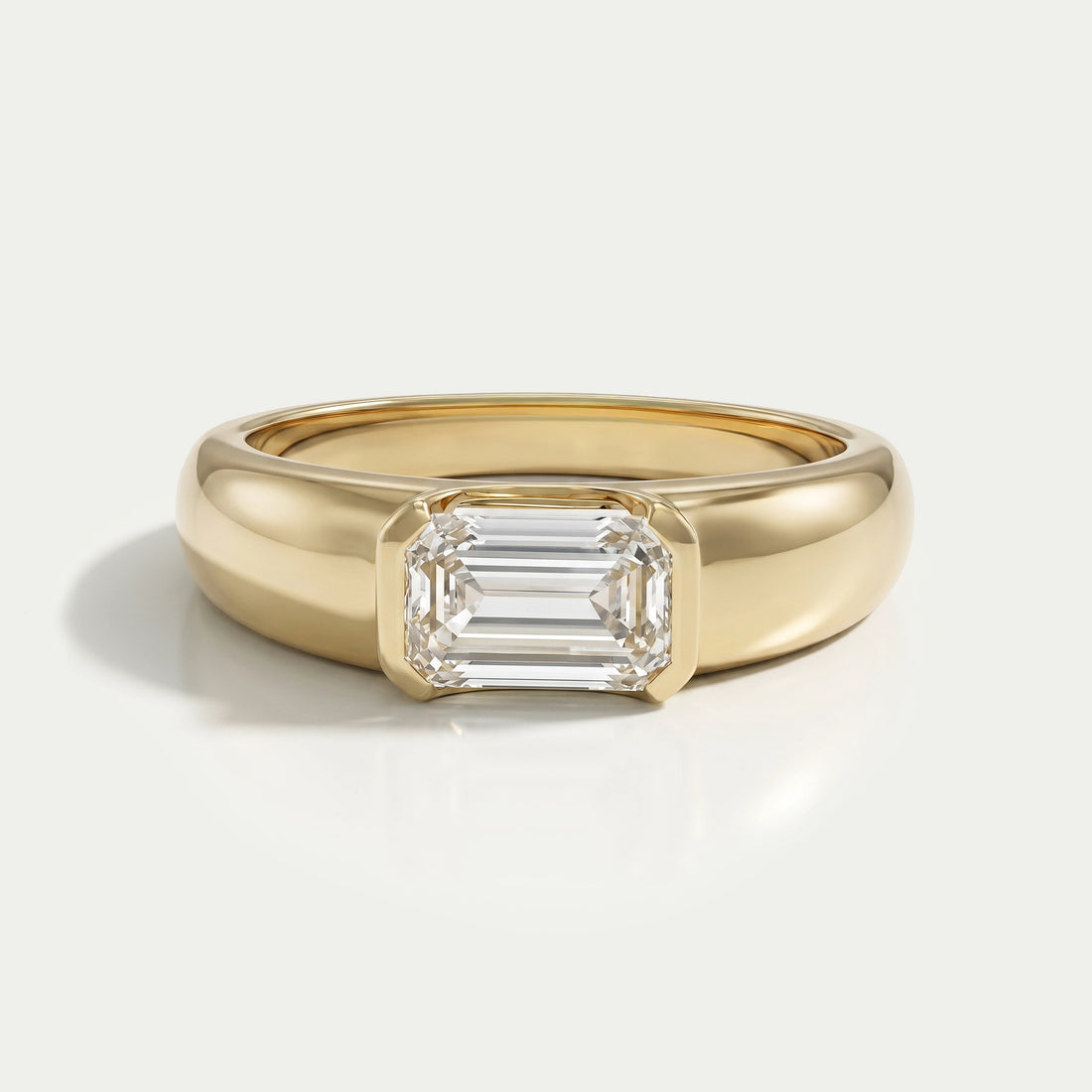 East West Emerald Lab Diamond Wide Band Ring