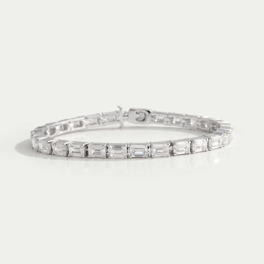 East-West Set Emerald Diamond Tennis Bracelet