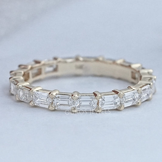 East West Emerald Lab Diamond Eternity Band Ring
