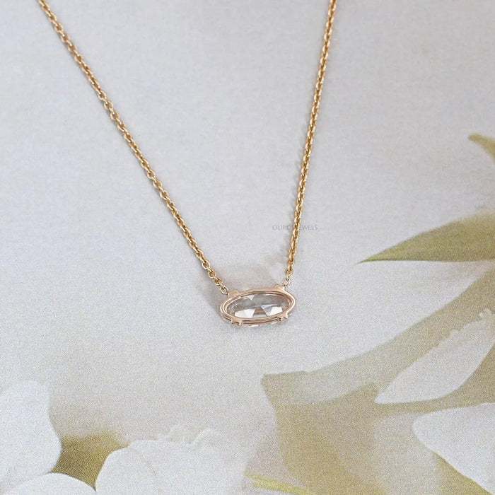 East West Old Mine Moval Lab Diamond Solitaire Pendant