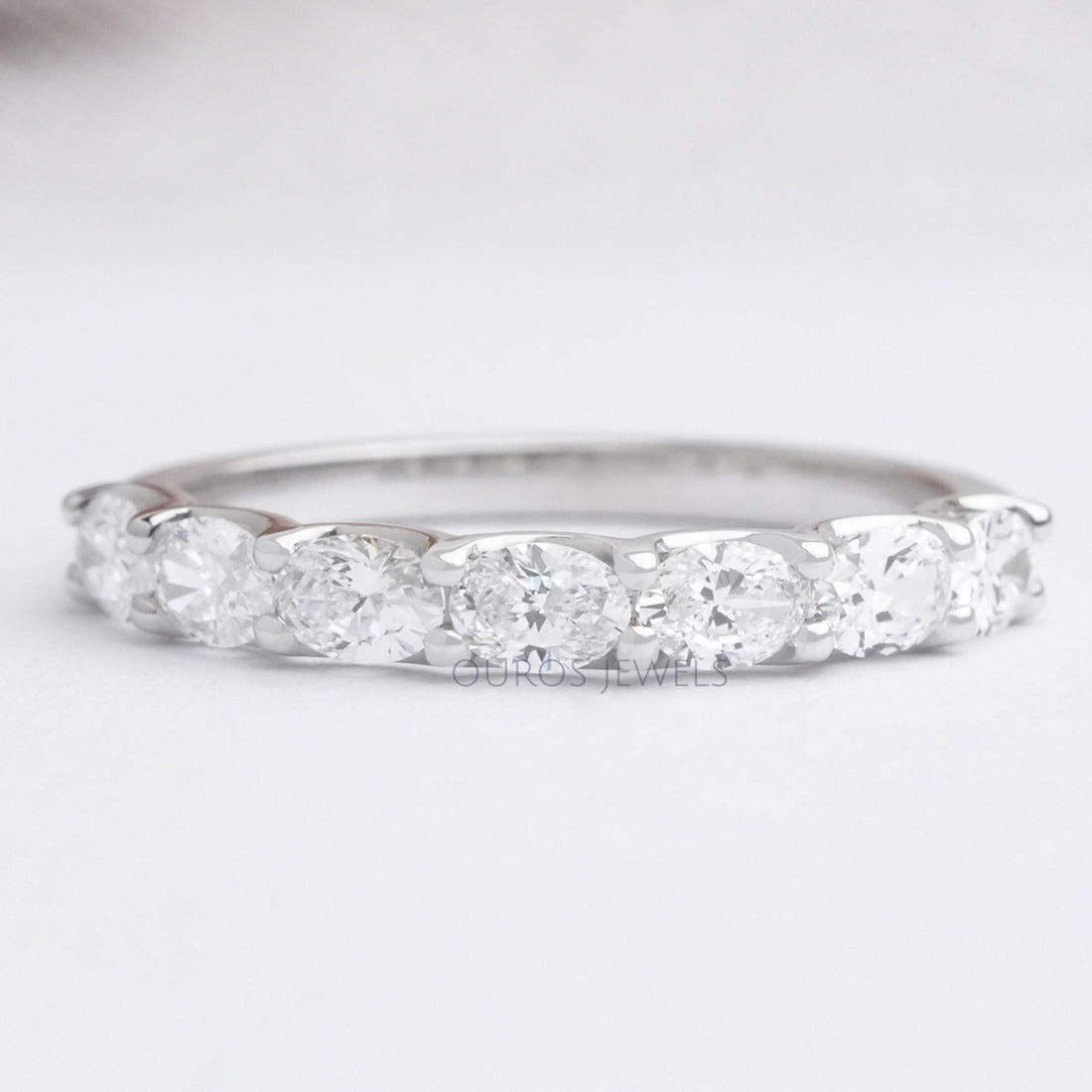 East West Oval Cut Lab Grown Diamond Wedding Band Rings