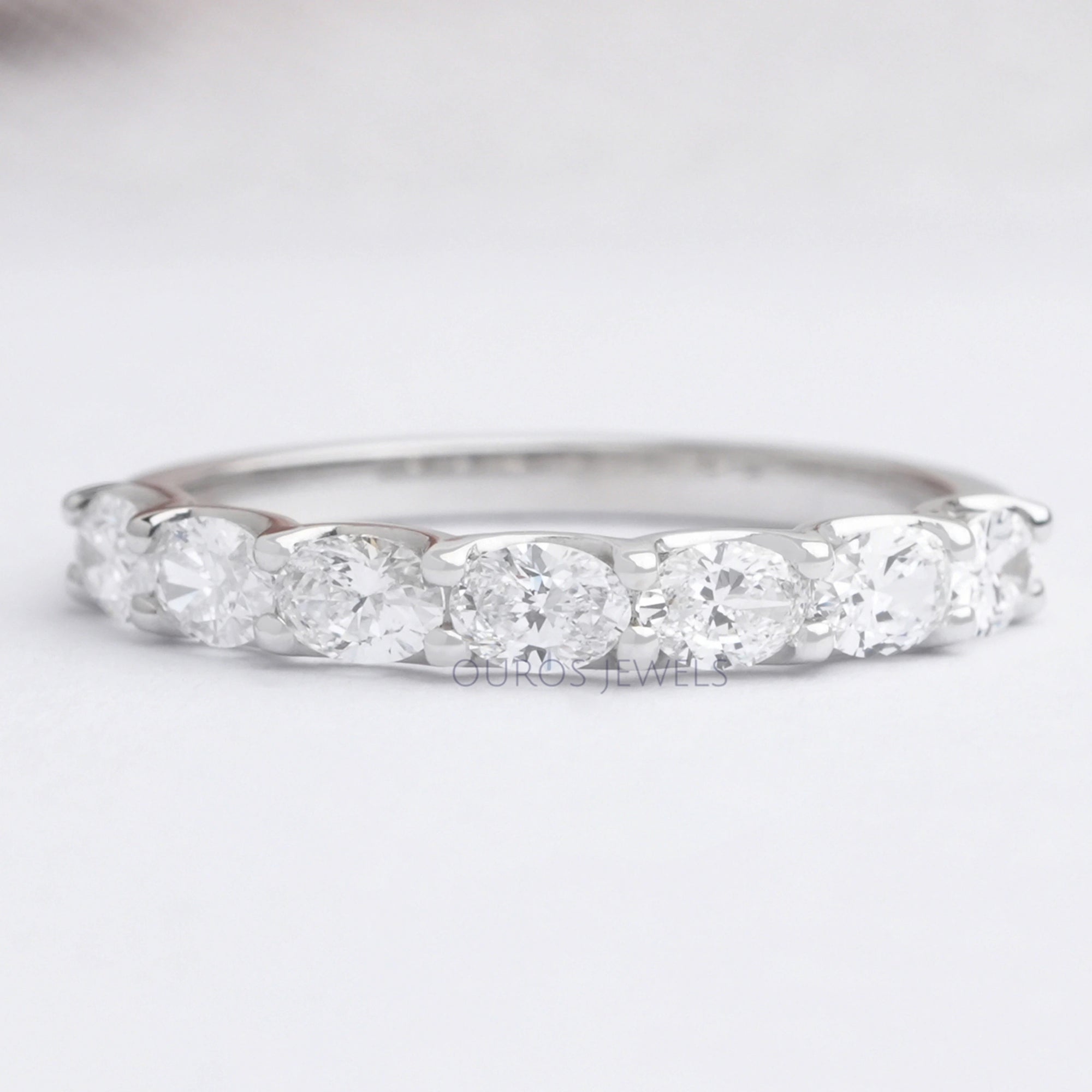 East West Oval Cut Lab Grown Diamond Wedding Band Rings
