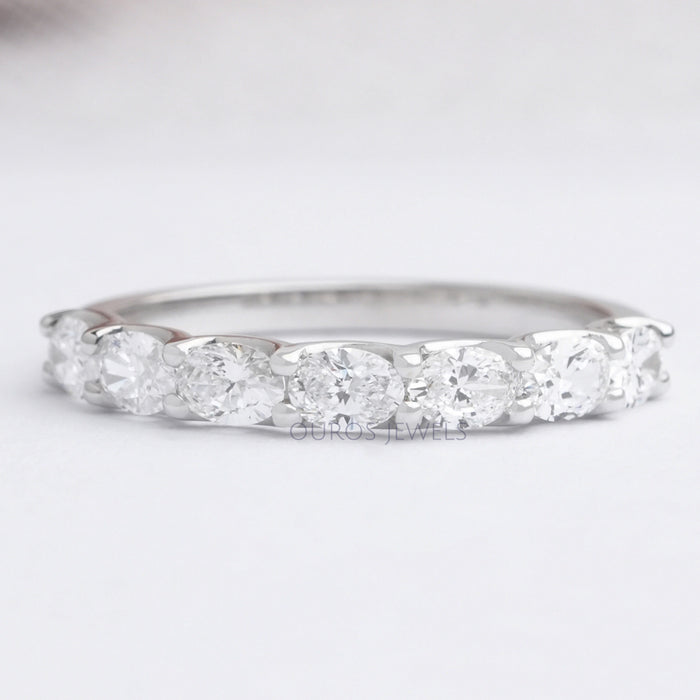East West Oval Cut Lab Grown Diamond Wedding Band