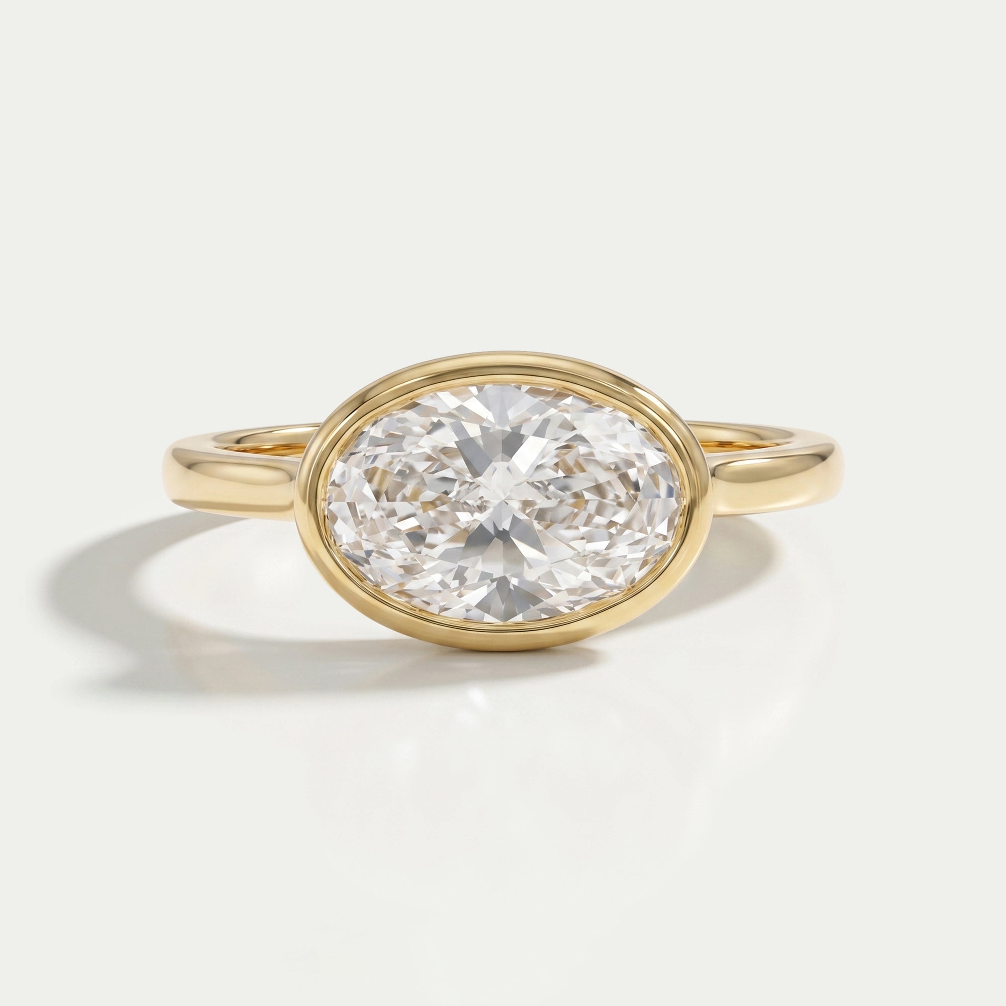 East West Oval Lab Diamond Bezel Set Ring Rings