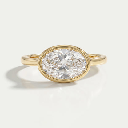 East West Oval Lab Diamond Bezel Set Ring Rings