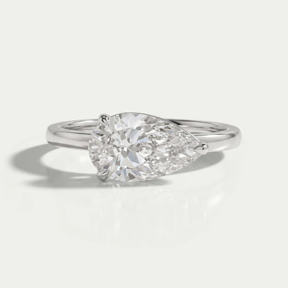 East West Pear Diamond Solitaire Engagement Ring Rings