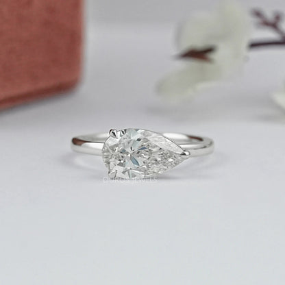 East West Pear Diamond Solitaire Engagement Ring