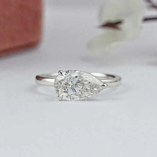 East West Pear Diamond Solitaire Engagement Ring Rings