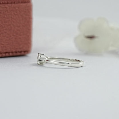 East West Step Cut Moval Lab Diamond Solitaire Ring