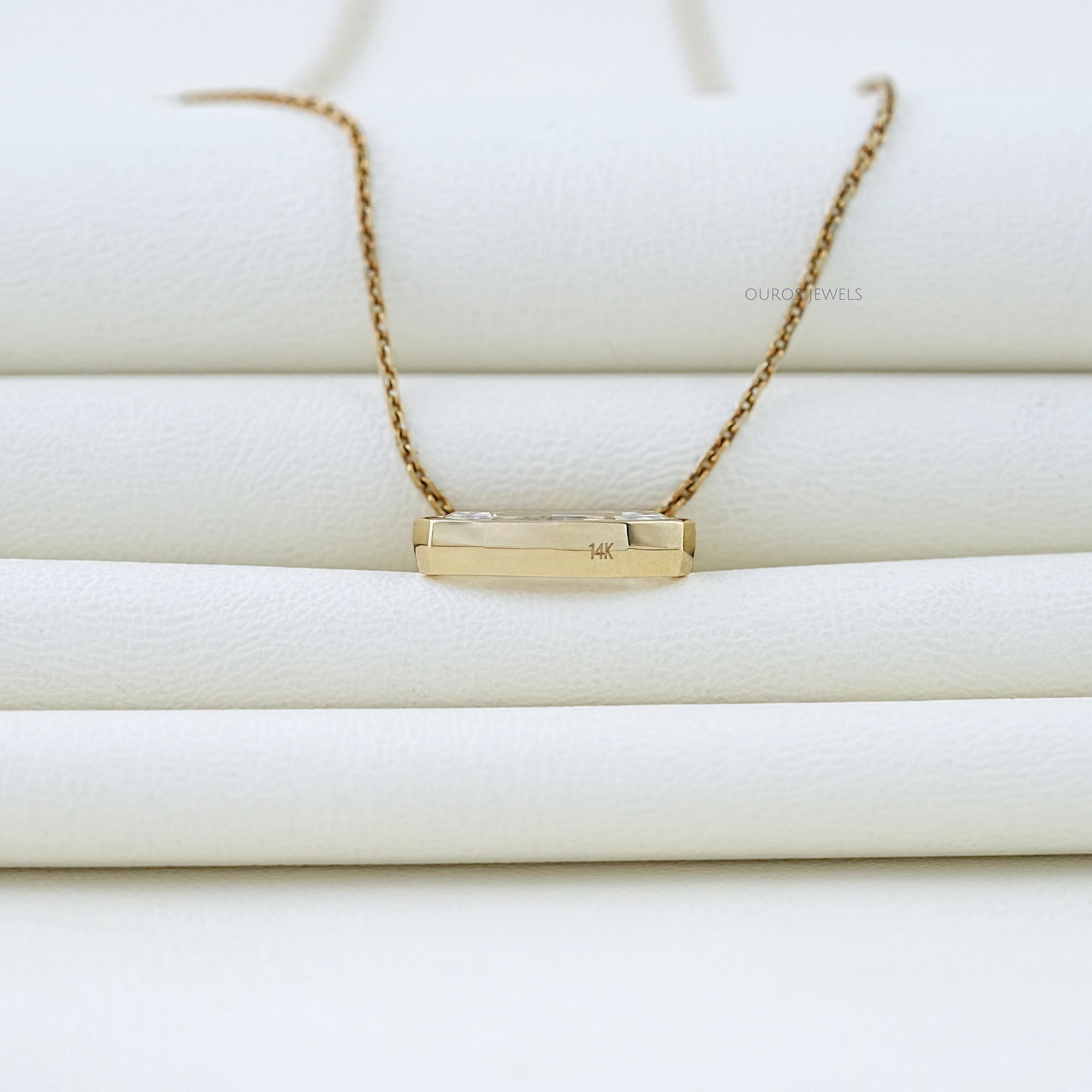 East West Step Cut Moval Bezel Set Pendant
