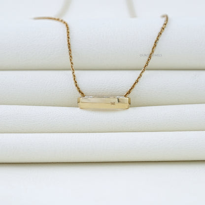 East West Step Cut Moval Bezel Set Pendant