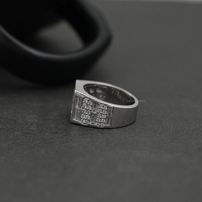 Bague en diamant avec grille pour homme