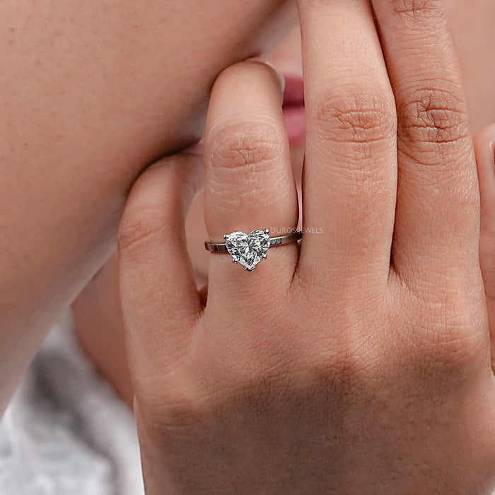 Heart Cut Lab Grown Diamond Solitaire  Ring