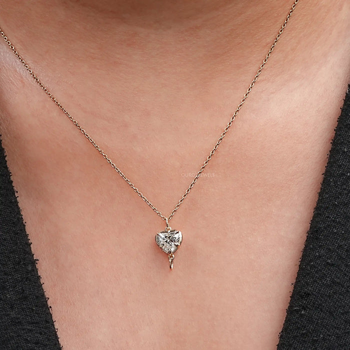 Heart Diamond Pendant Necklace Solitaire