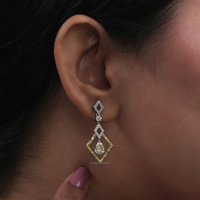 Kite Shape Pear Diamond Dangle Earrings