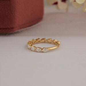 pear cut diamond half eternity wedding band 