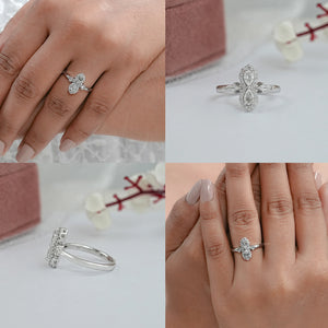 Two Stone  Step Cut Pear Lab Diamond  Ring