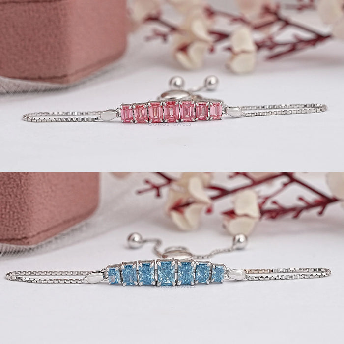 Bracelet chaîne en diamant de couleur fantaisie