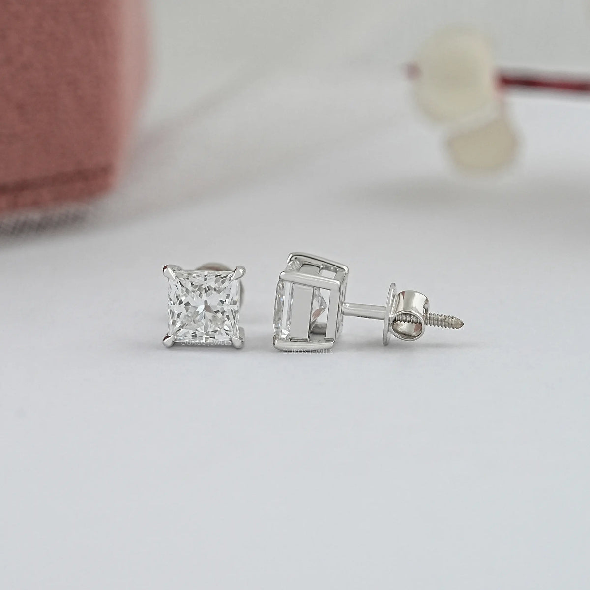 Princess Cut Lab Grown Diamond Stud Earring
