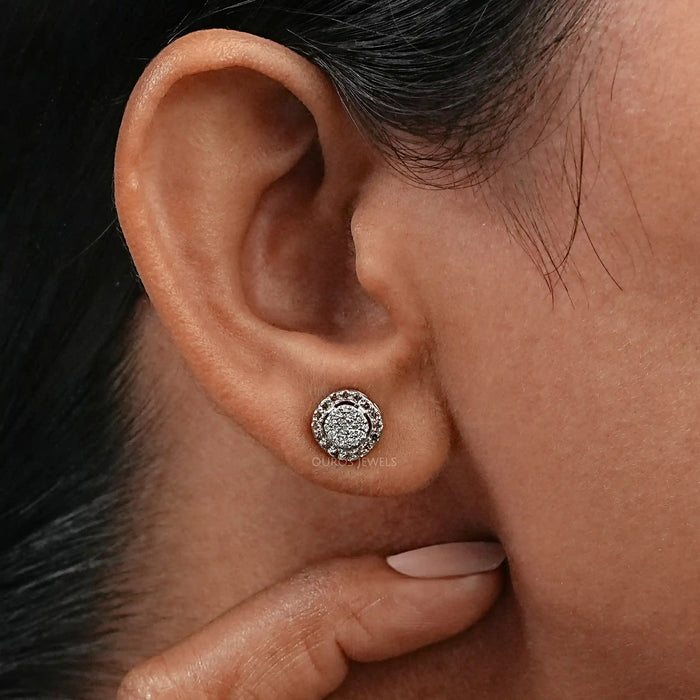 Pave Set Diamond Stud Earrings