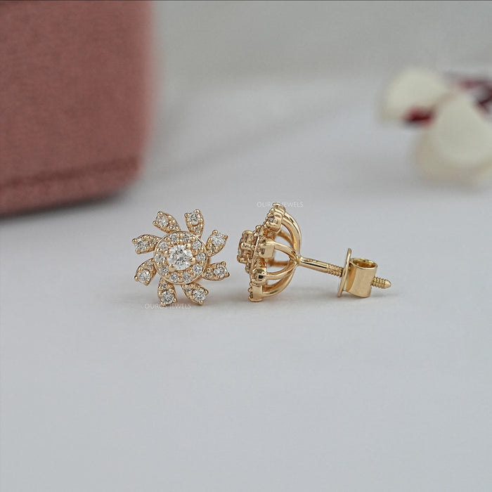 Floral Shape  Lab Diamond Stud