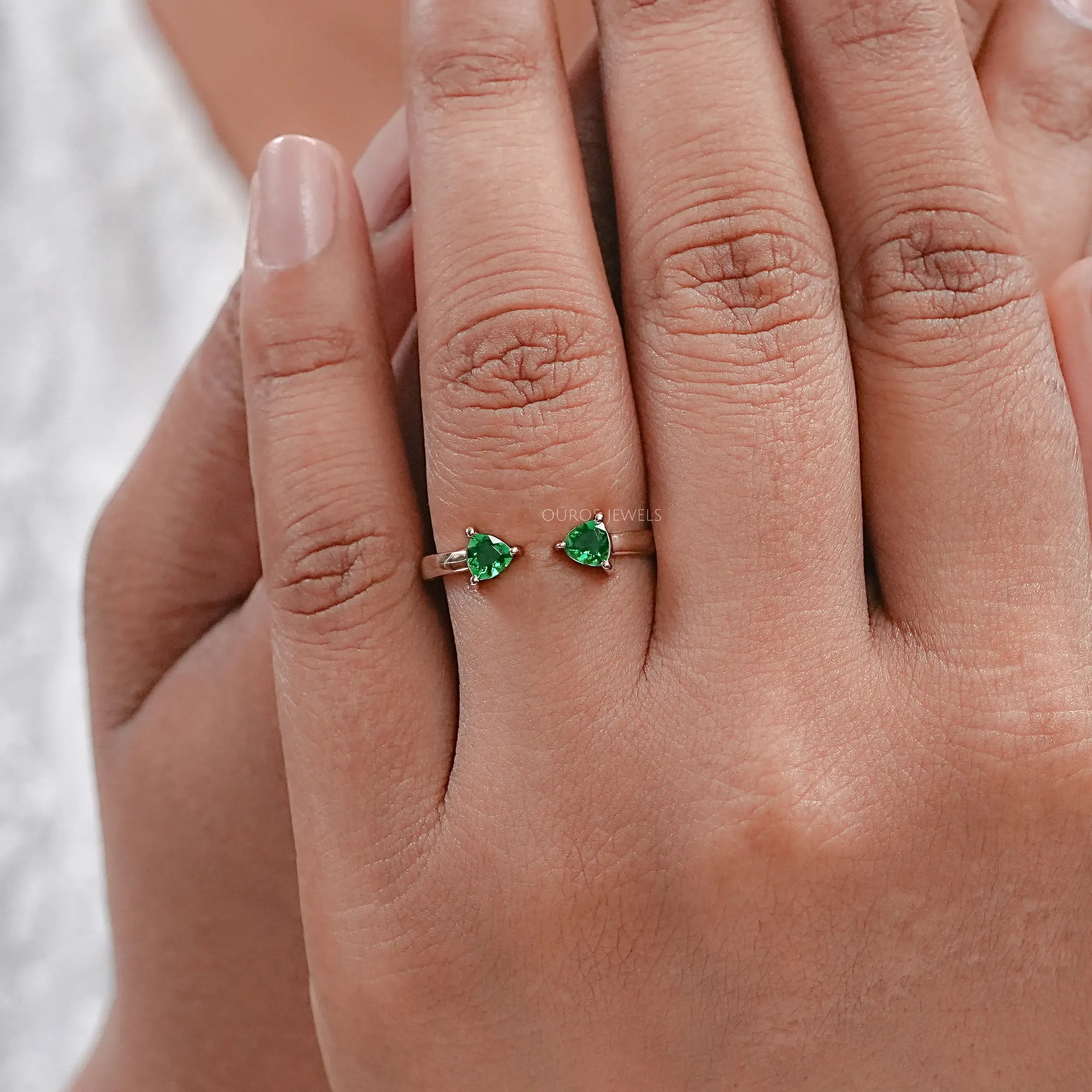 Trillion Gemstone Open Cuff Ring Rings