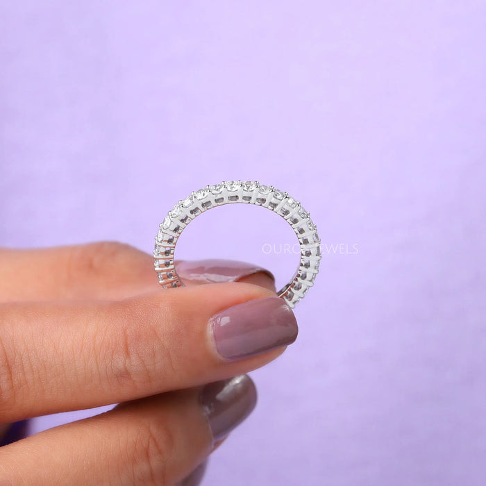 Alliance de mariage éternité avec diamants de laboratoire à taille ronde de 2,70 mm