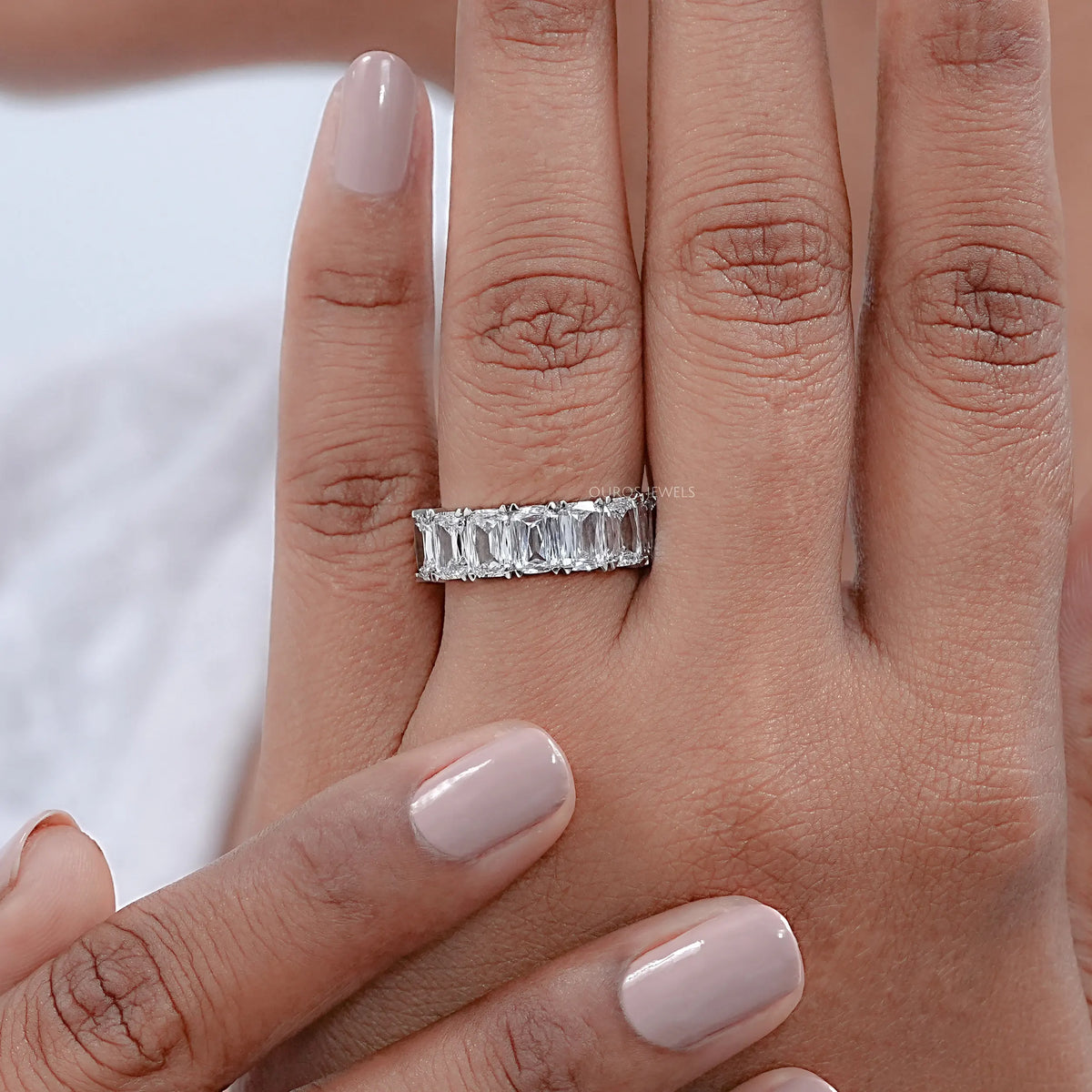 Seven Stone Criss Cut Wedding Band
