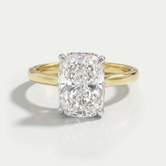 Cushion Lab Diamond Pink Hidden Halo Solitaire Ring Rings