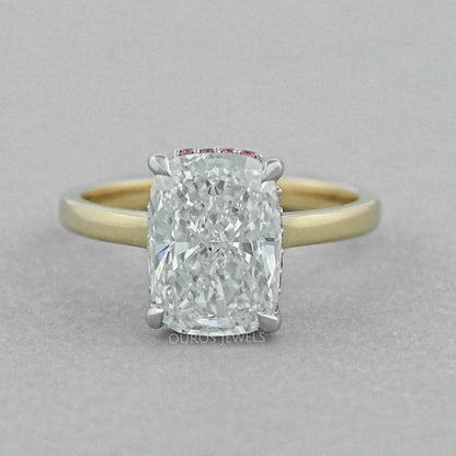 Cushion Lab Diamond Pink Hidden Halo Solitaire Ring Rings