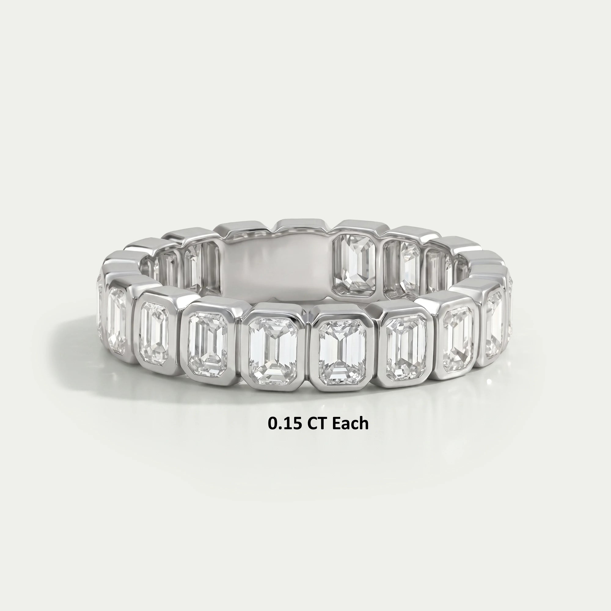 Bezel Set Emerald Cut Full Eternity Wedding Band