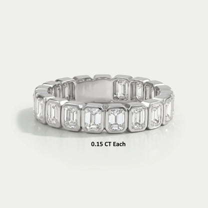 Bezel Set Emerald Cut Full Eternity Wedding Band